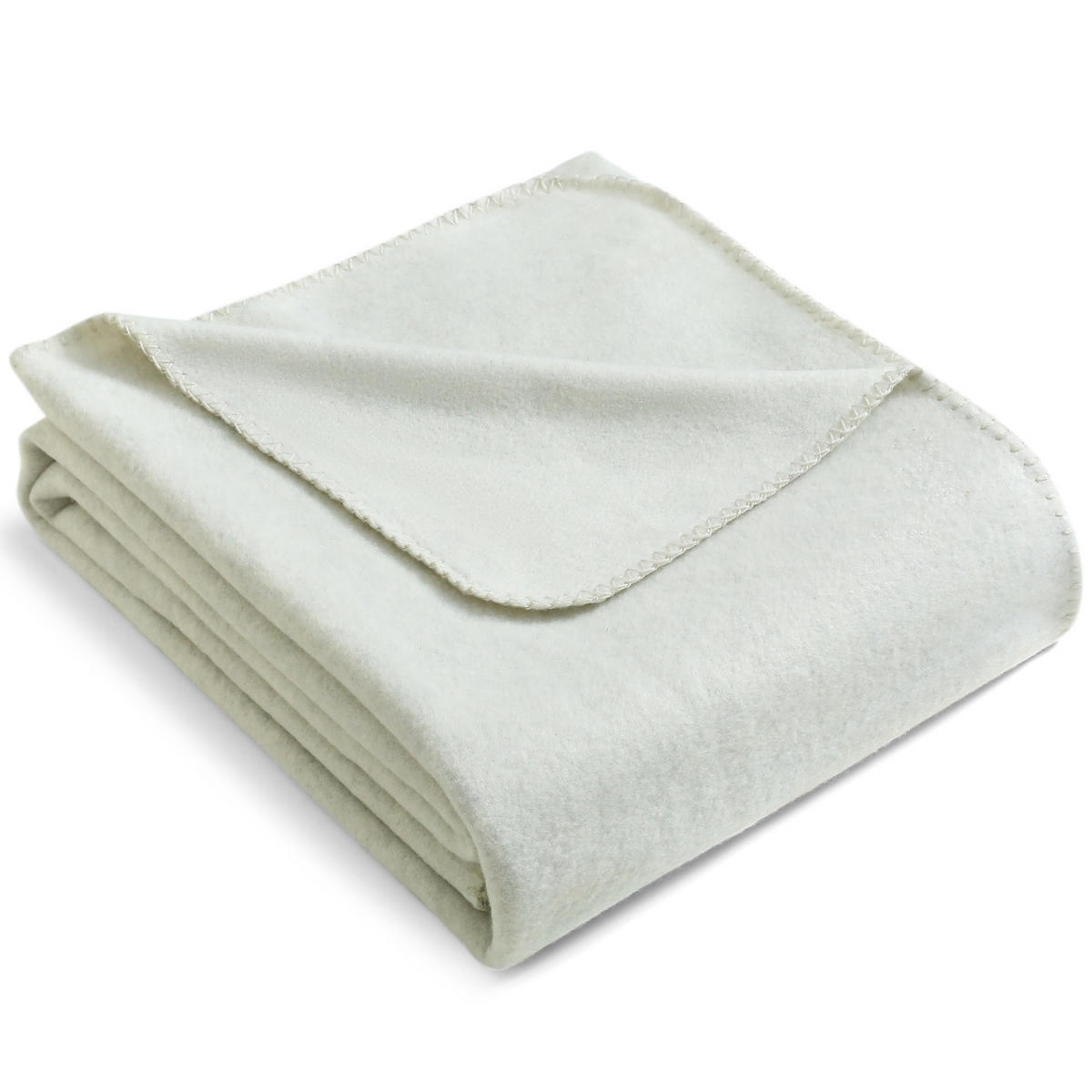 FLEECEDECKE eco-line weiß meliert 140/190 cm Ketteleinfassung Anti-Pilling - Weiß, Textil (140/190cm) - wometo