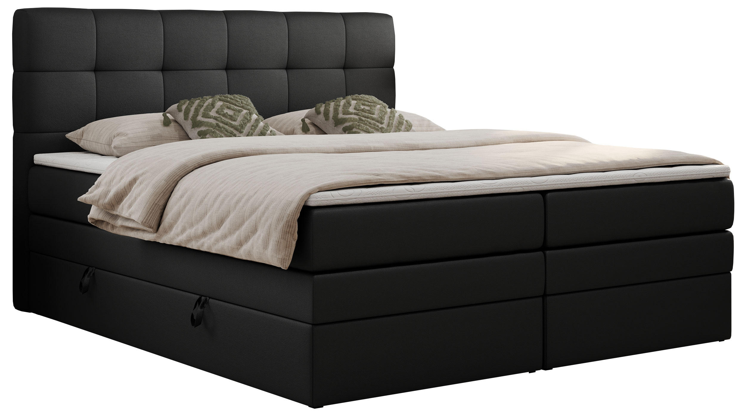 BOXSPRINGBETT LUKA KING 160/200 Schwarz Kunstleder - H3 - Schwarz, Holz/Textil (160/200cm) - MKS