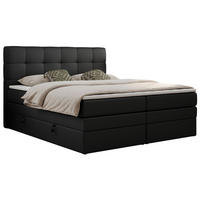BOXSPRINGBETT LUKA KING 200/200 Schwarz Kunstleder - H4 - Schwarz, Holz/Textil (200/200cm) - MKS