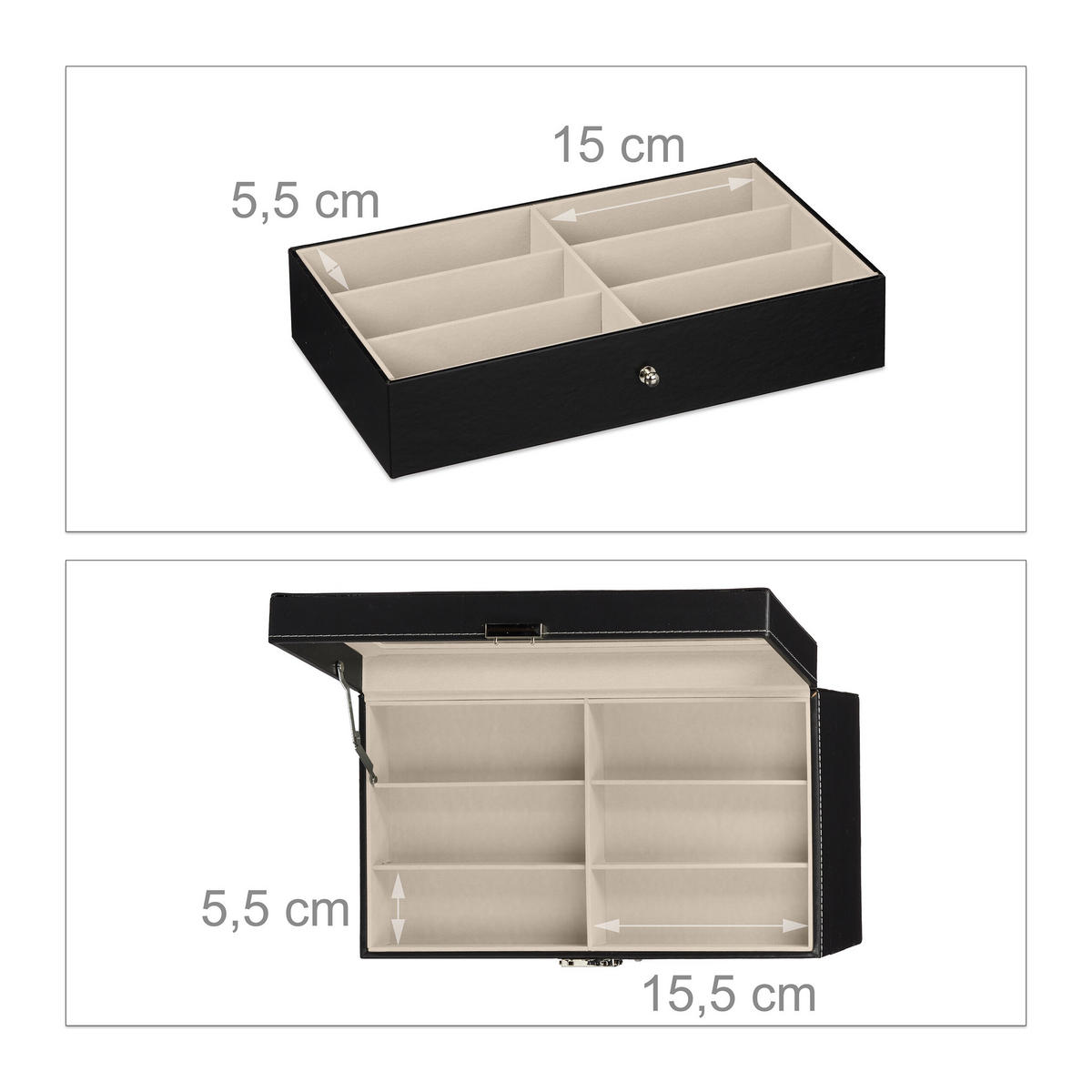 BRILLENBOX - Multicolor, Glas/Holzwerkstoff (33.5/22.5/19cm) - Relaxdays