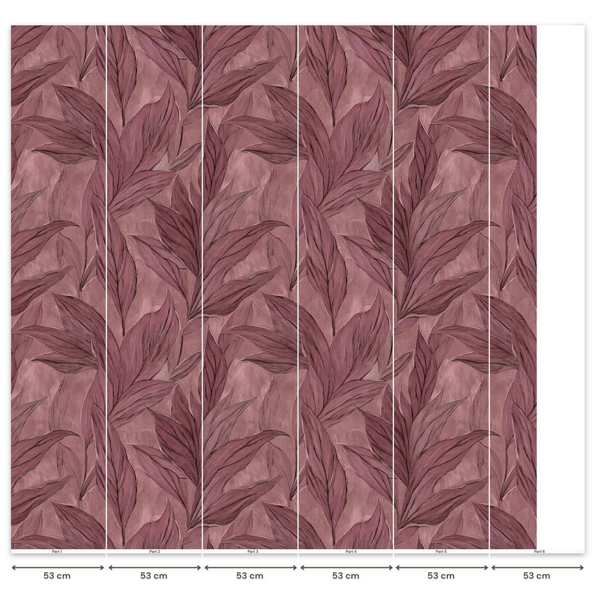 TAPETE - Blätter - Muster - Lila - 280x280 cm - Altrosa, Papier (280/280cm) - OnlyWow