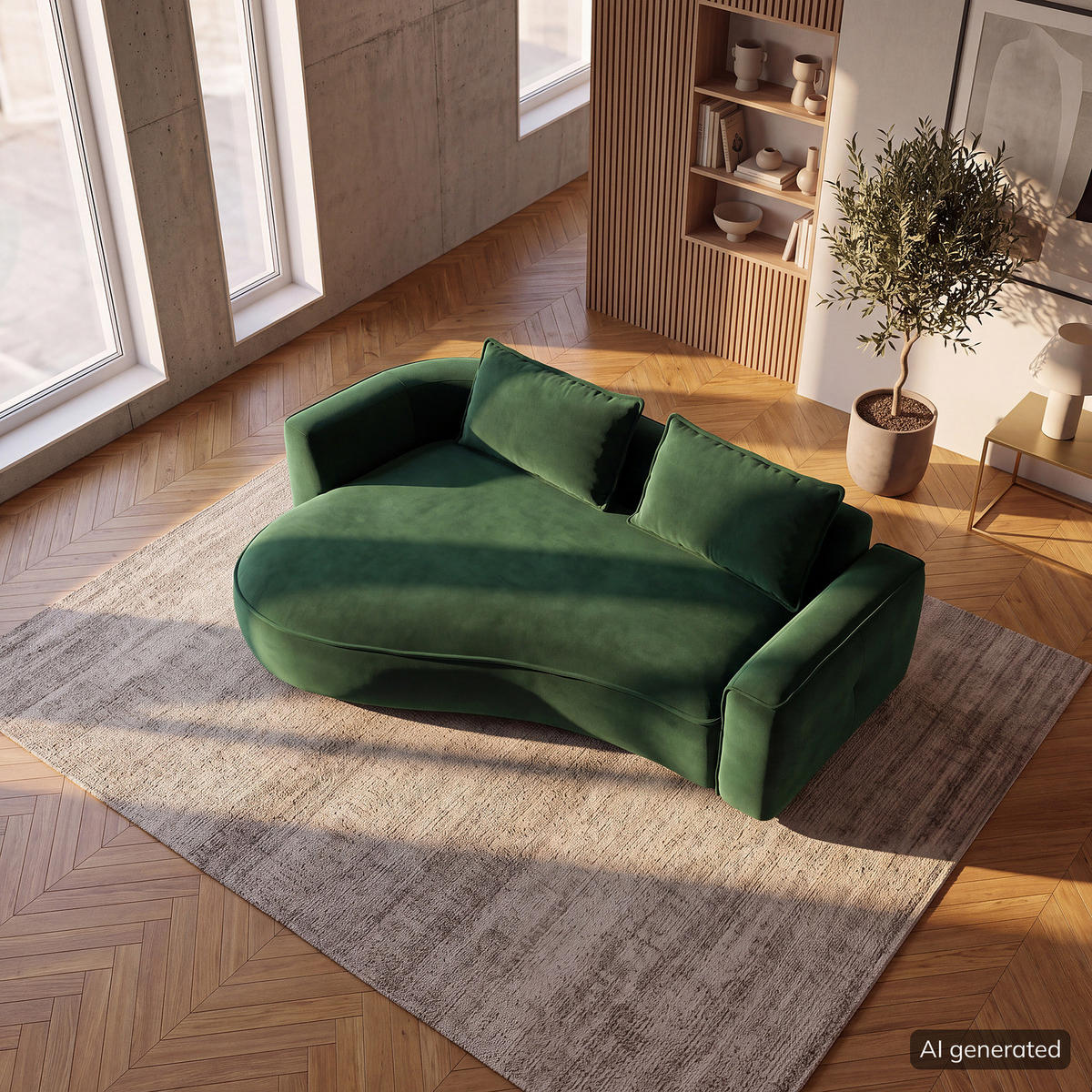 2,5-SITZER SOFA - Dunkelgrün/Schwarz, Kunststoff/Textil (217/82/146cm) - home24