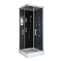 DUSCHKABINE WAVE S - S - Schwarz, Glas (80cm) - Home Deluxe