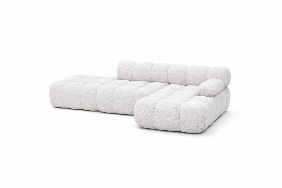 ECKSOFA L-Form Modular Mit Hocker, Bouclé-Stoff Abriamo, Ecru, Rechts, Selia - Ecru, Holz (285/160cm) - Kaiser Möbel
