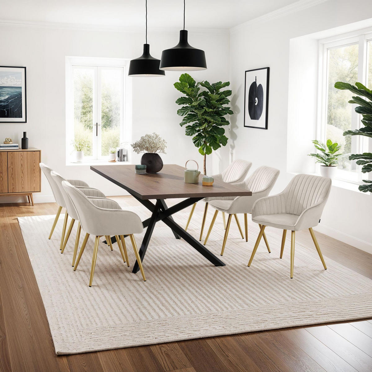 ESSZIMMERSTUHL 2er Set Marilyn,58 x 62 x 82 cm, taupe/gold - Taupe/Goldfarben, Kunststoff (58/82/62cm) - tectake