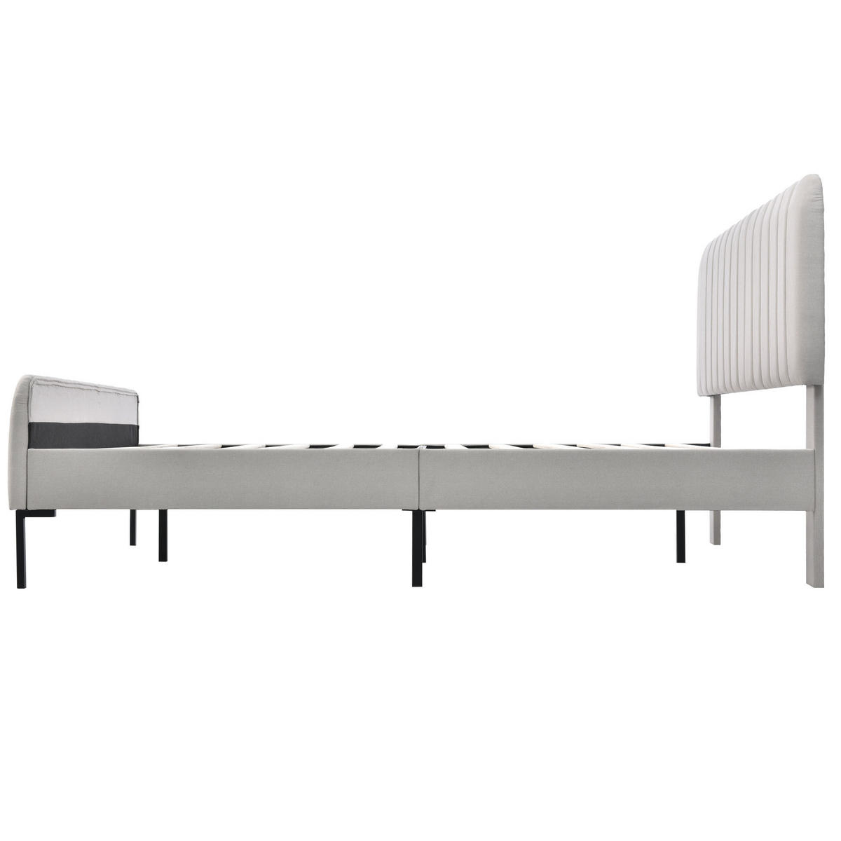 POLSTERBETT 160/200 cm Grau-Beige mit verstellbarem Kopfteil - Grau, Textil (160/200cm) - OKWISH