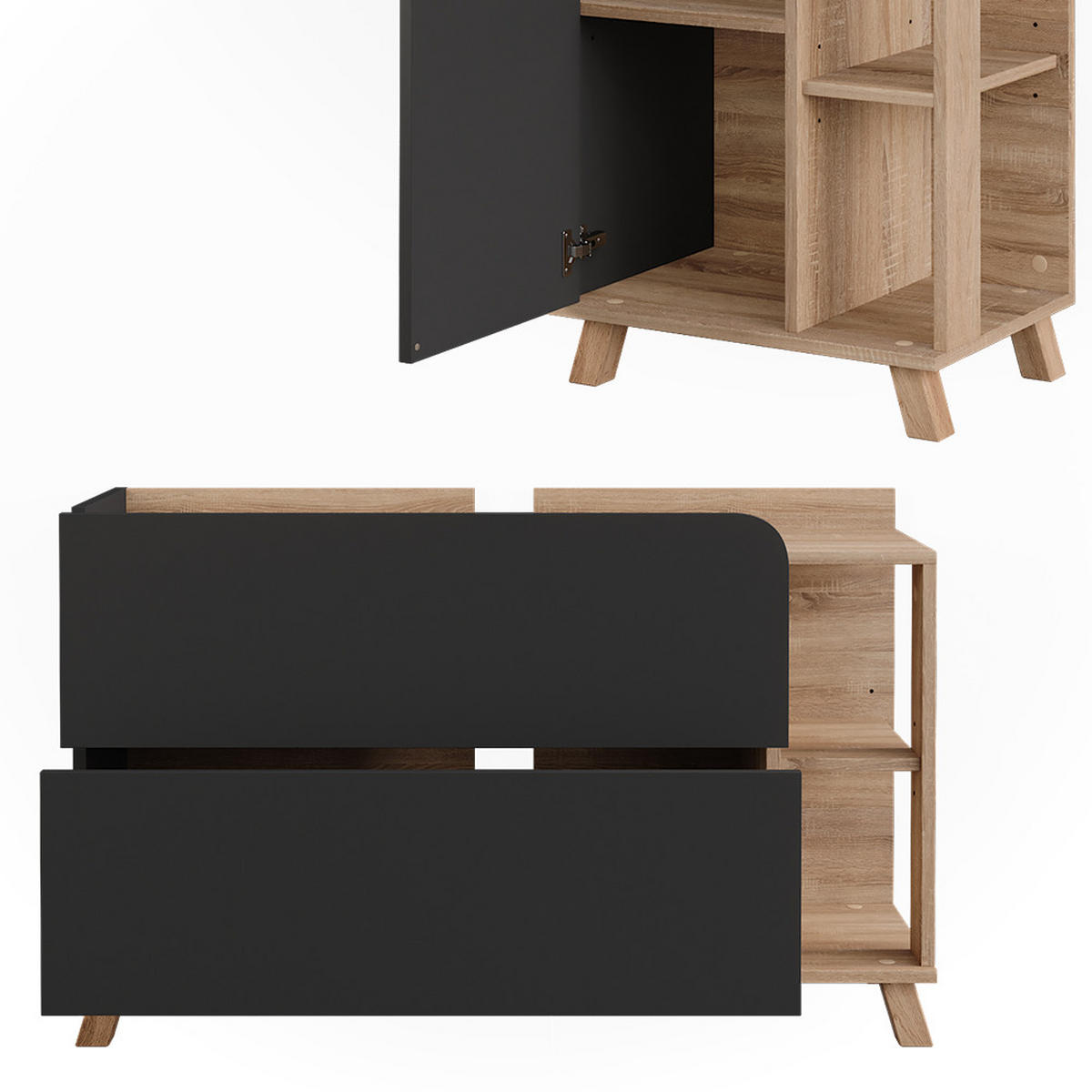 BADMÖBEL-SET Karen Sonoma/Anthrazit 3 Teile - Anthrazit, Holzwerkstoff (100/65/35cm) - Vicco