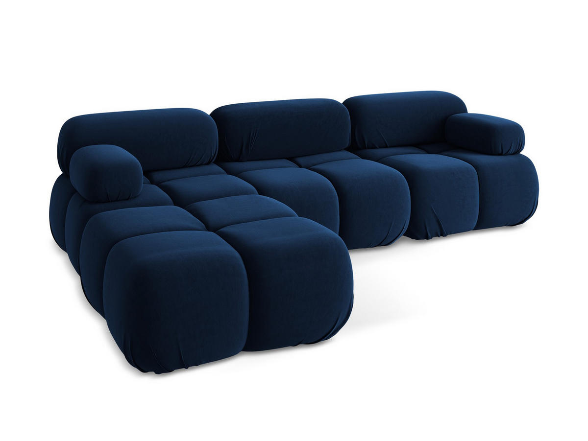 ECKSOFA Beidseitig Samt Stoff Blau - Blau/Schwarz, Kunststoff/Textil (285/191cm) - Makamii