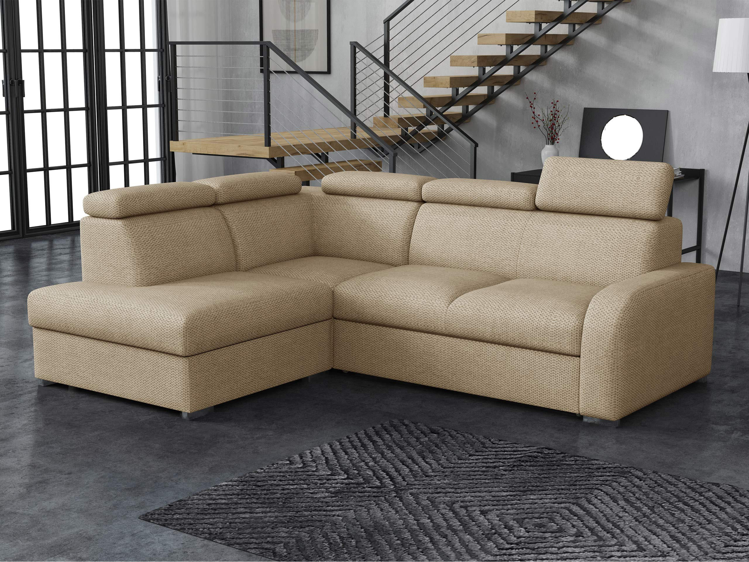 ECKSOFA Oslo 2rRLXp, Seite: Links LXP+R+2R - Silberfarben/Naturfarben, Holz/Textil (250/200cm) - MIRJAN24