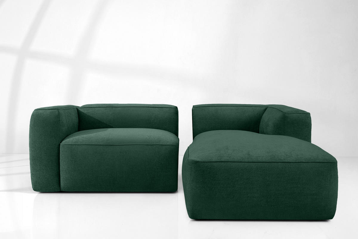 ECKSOFA RECHTS FUBBO, Dunkelgrün - Dunkelgrün, Holz/Holzwerkstoff (225/176cm) - KONSIMO®