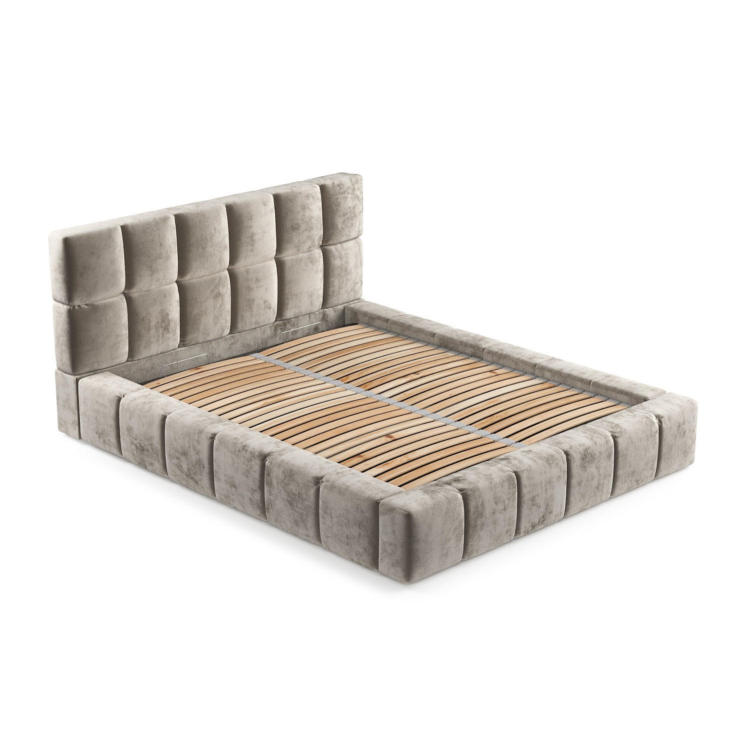 POLSTERBETT Kendal Dos Beige 200/200 cm im Chenille-Stoff - Beige/Schwarz, Holz/Holzwerkstoff (200/200cm) - Maison de Reve
