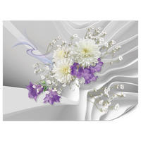 FOTOTAPETA Pre Obývaciu Izbu BLUMEN Abstraktné Vlnité Priestorové Pozadie 250 x 175 cm - sivá/biela, papier (250/175cm) - Muralo