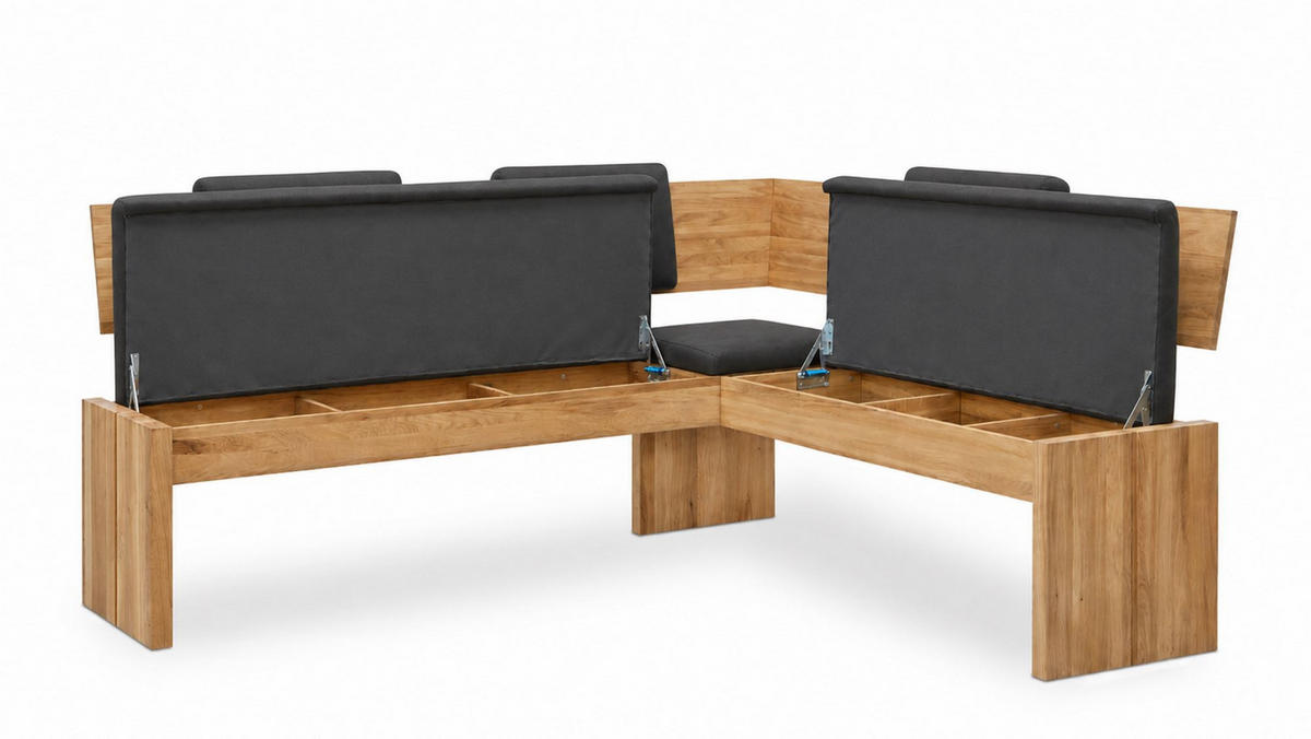 ECKBANK mit Truhe Dani 2 für 5 Personen Massivholz Wildeiche/Grau - Wildeiche/Grau, Holz (192/167cm) - 58aufmkessel