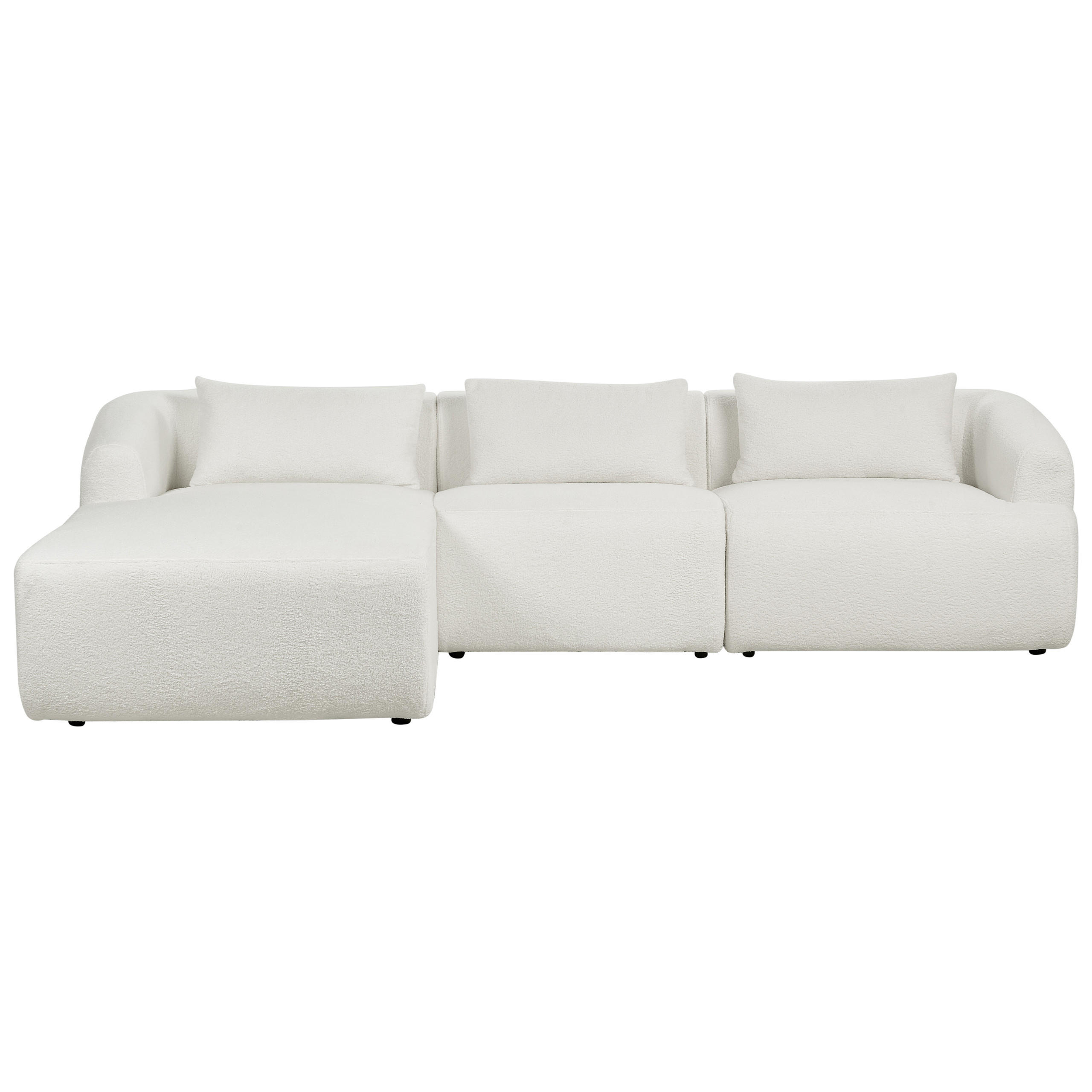 3-SITZER-ECKSOFA aus Bouclé weiß linksseitig Svansele - Weiß, Textil (278/174cm) - Beliani