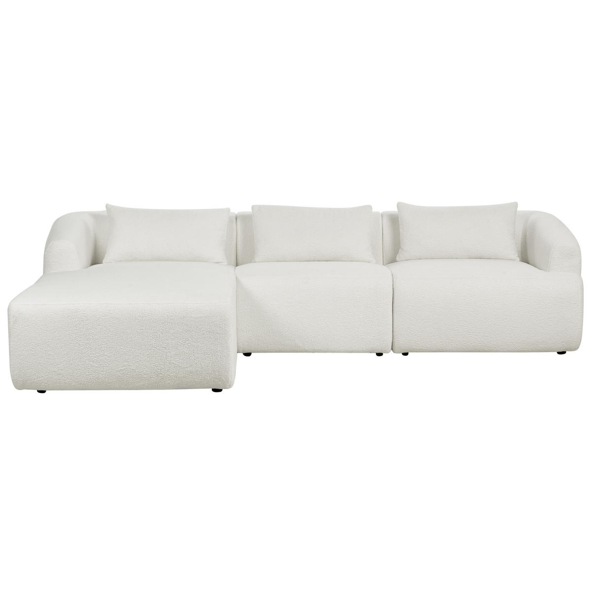 3-SITZER-ECKSOFA aus Bouclé weiß linksseitig Svansele - Weiß, Textil (278/174cm) - Beliani