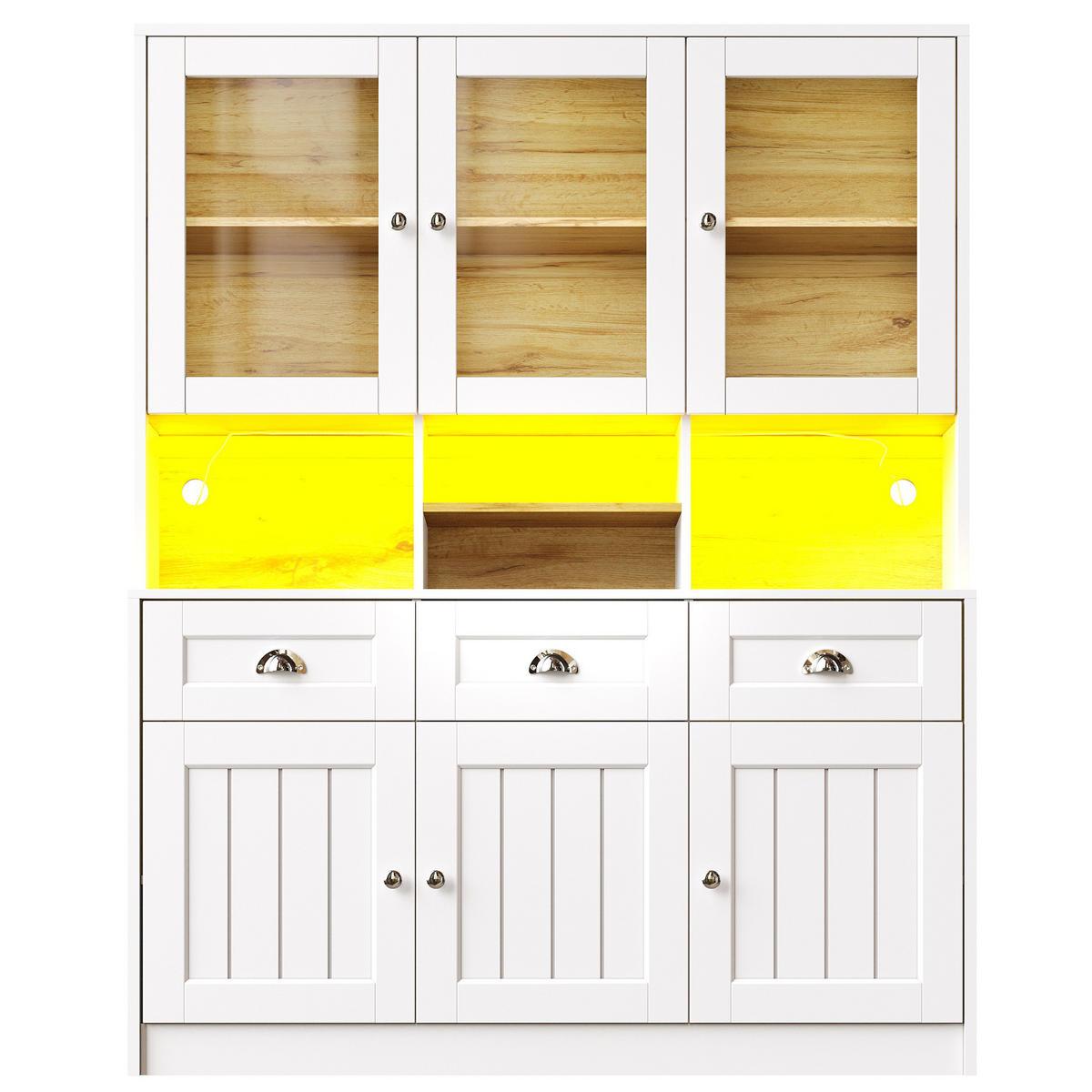 BUFFET 140/40/175 cm aus MDF mit LED-Beleuchtung Weiß - Weiß, Holzwerkstoff (140/175/40cm) - Modenvie