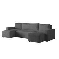 ECKSOFA LIVIO U mit Schlaffunktion und Bettkasten – Moderne Wohnlandschaft in U-Form (POSO 22) - Dunkelgrau, Holz (300/90/142cm) - Dekori_Interiors