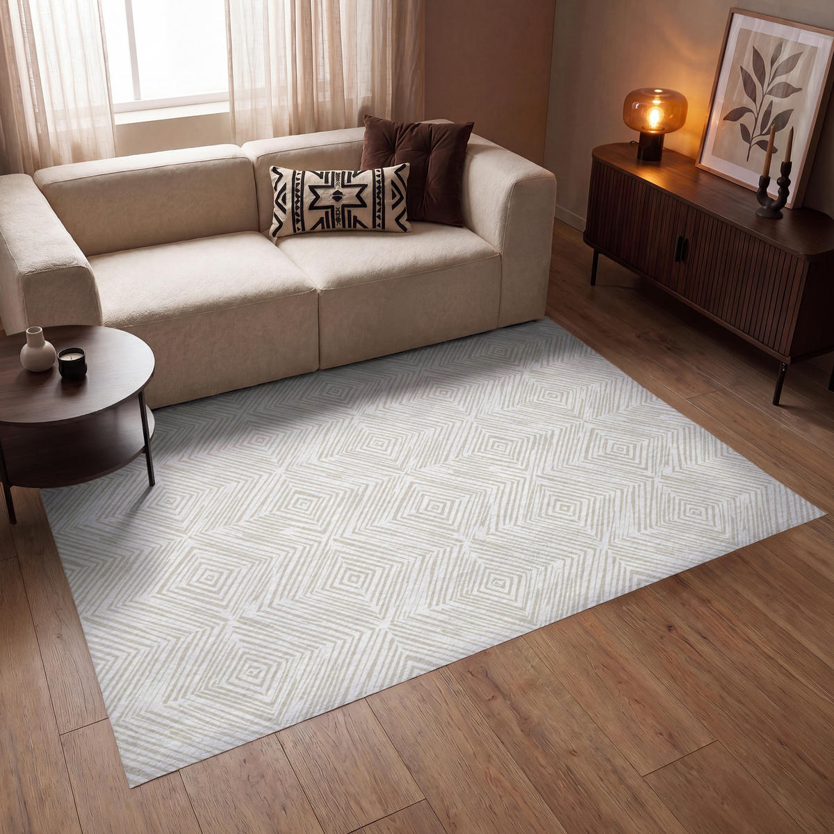 KOBERCE - Abstraktné - Diamanty - Béžová - 200x140 cm - béžová, textil/plast (200/0.4cm) - OnlyWow