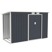 GERÄTESCHUPPEN M mit Holzunterstand links - Anthrazit, Metall (213/173/130cm) - Juskys