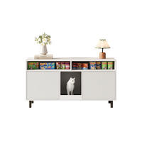 SIDEBOARD in Weiß Katzentoiletten-Schrank mit Sandauffangmatte und Lagerbereich für Wohnzimmer, B120/T50/H66cm - Walnussfarben/Weiß, Holzwerkstoff/Metall (120/66/50cm) - STILVORA