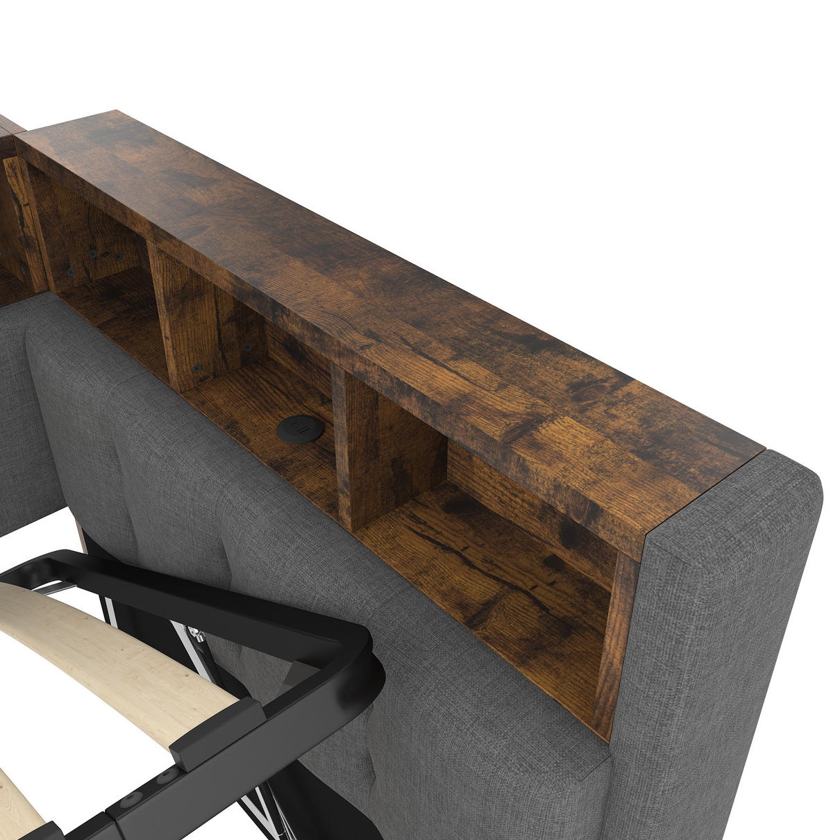 POLSTERBETT 90/200 cm Grau aus Leinen mit Stauraum - Grau, Textil (90/200cm) - OKMYHOME