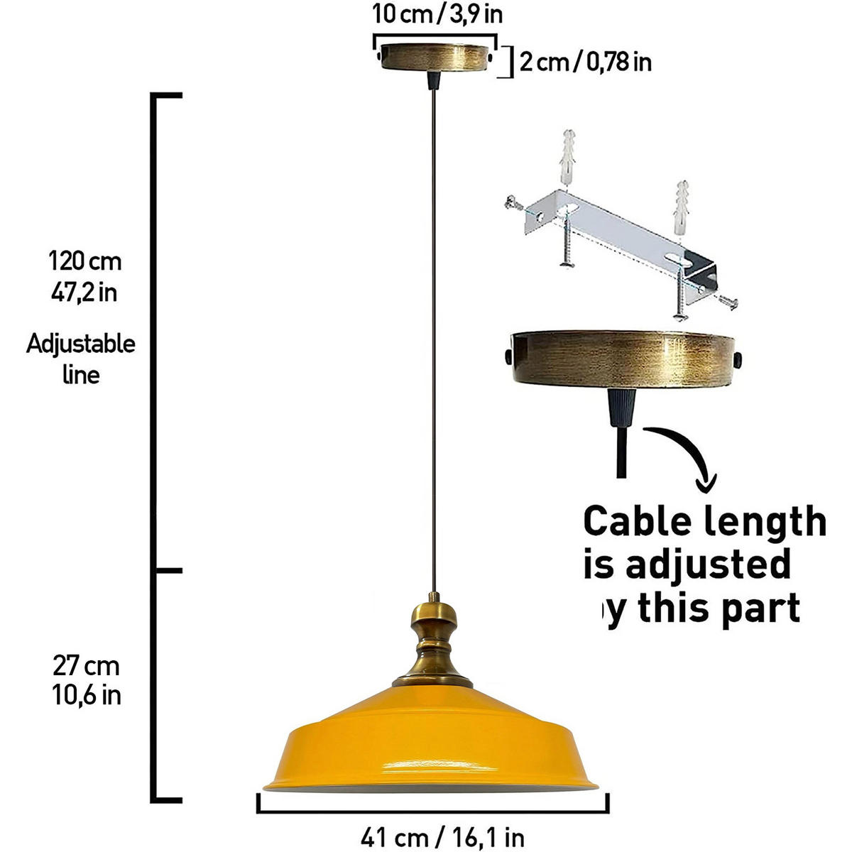 PENDELLEUCHTE Asletl-Knob 41/28 - Gelb, Metall (41/41/28cm) - Bamyum