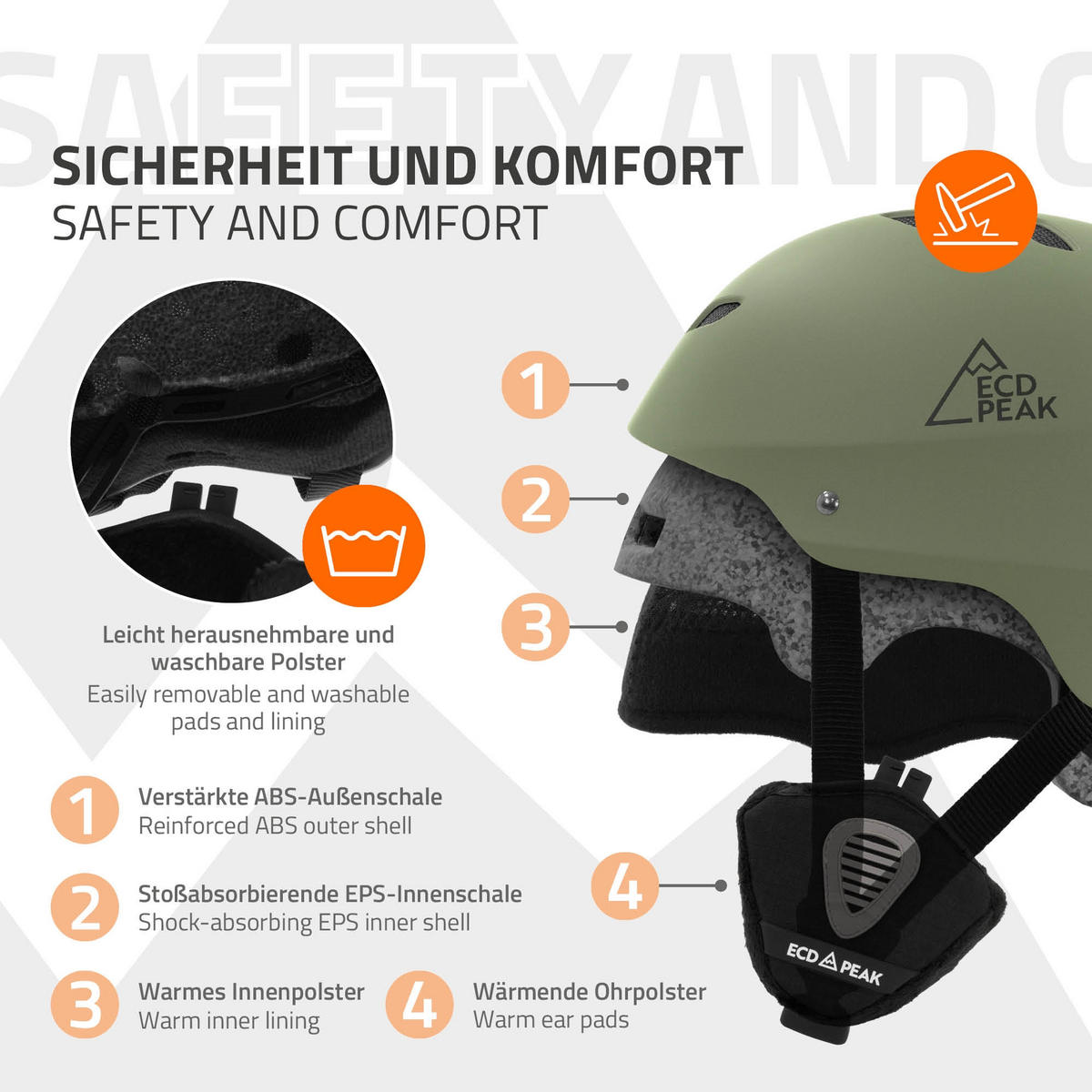 LYŽAŘSKÁ PŘILBA pro muže a ženy, robustní snowboardová přilba, zelená, velikost L (58–61 cm) - zelená barva, plast (30/24cm) - ECD-Germany