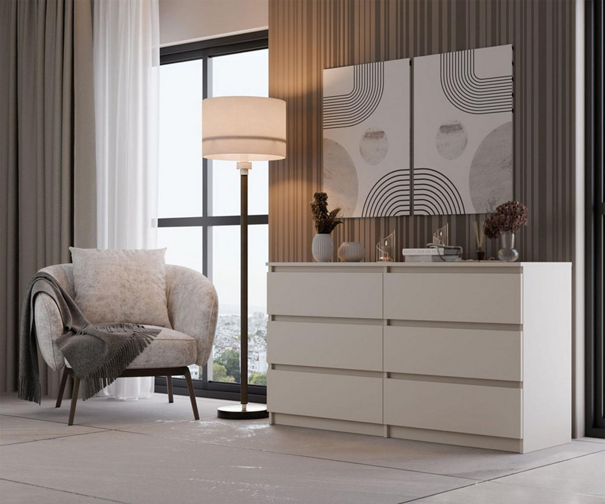 KOMMODE Malwa greige, 75 x 138 x 40 cm - Kaschmir, Holzwerkstoff (138/75/40cm) - Selsey