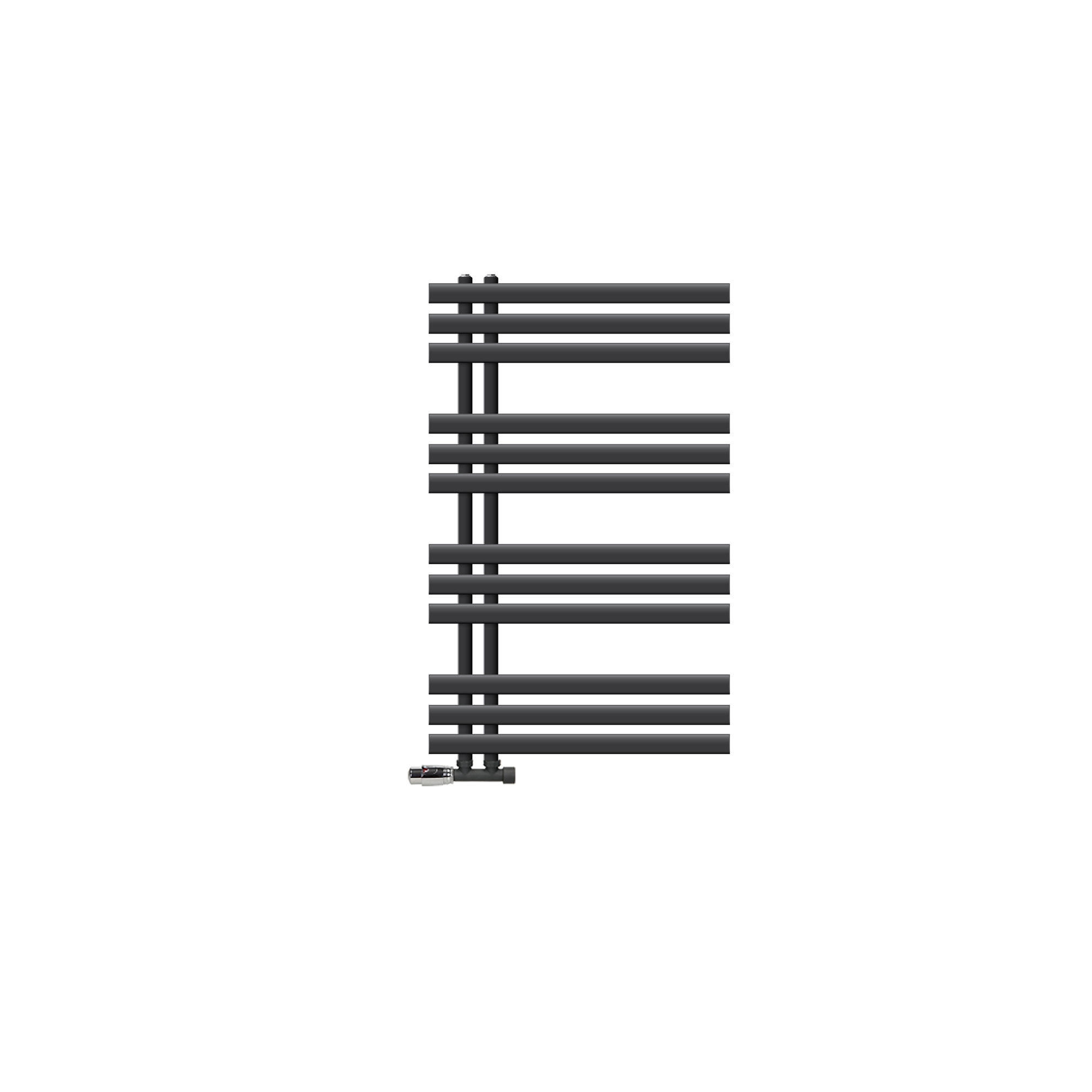 BADHEIZKÖRPER Iron EM 600x1000 mm Anthrazit mit Ventil Eckform - Anthrazit, Metall (60/100/3cm) - LuxeBath