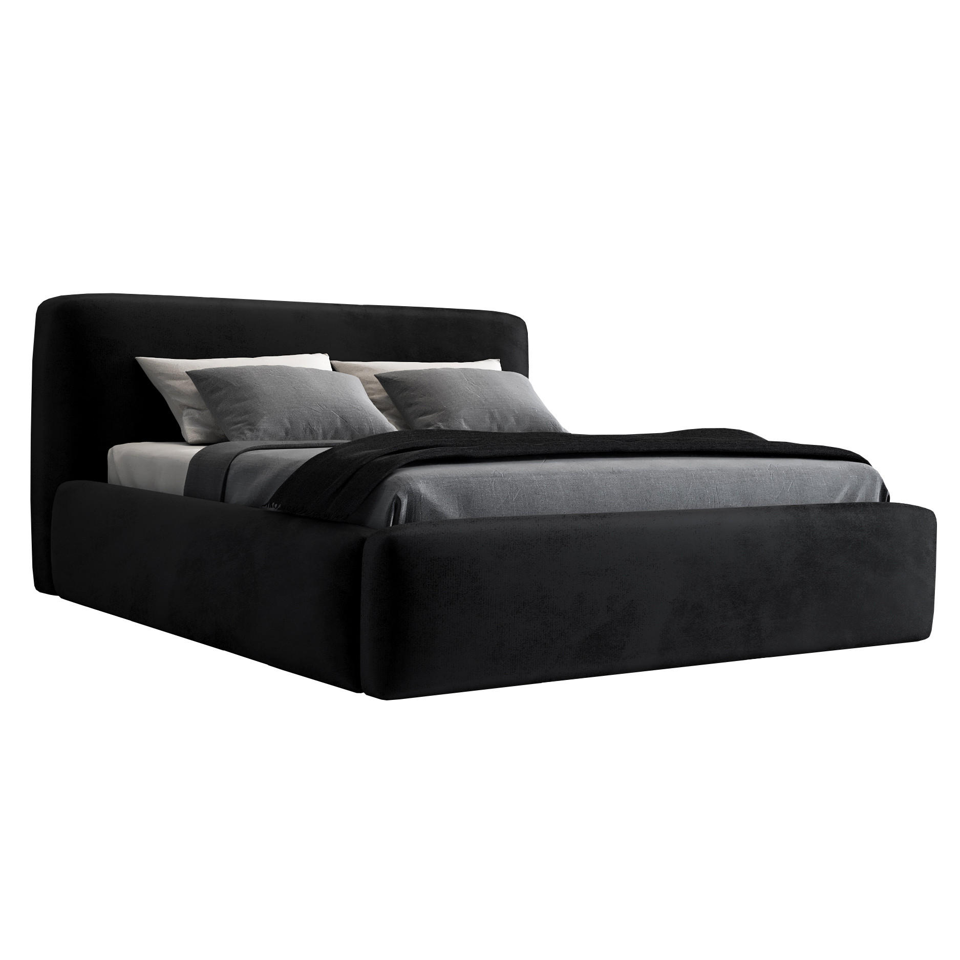 POLSTERBETT LUMO 90x200 Schwarz - Schwarz, Textil (90/200cm) - A&J MöbelLand