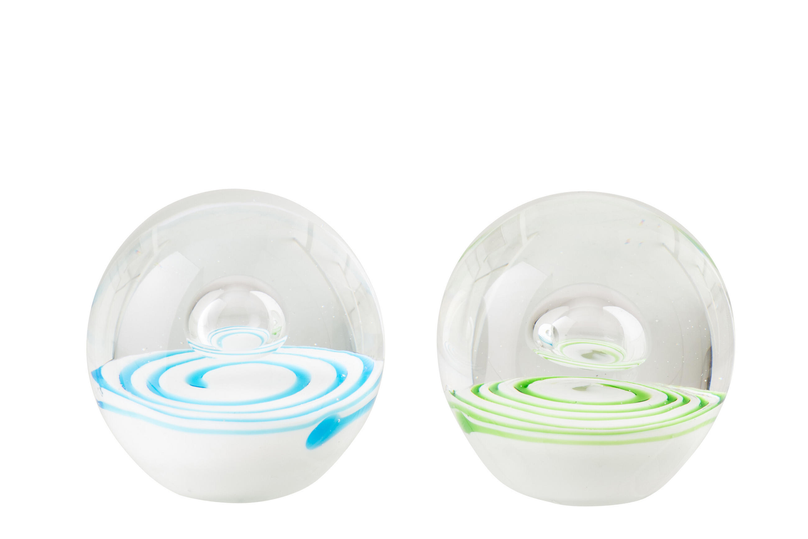 BRIEFBESCHWERER BALL (2ER SET) - Blau, Glas (8/8/8cm) - J-Line