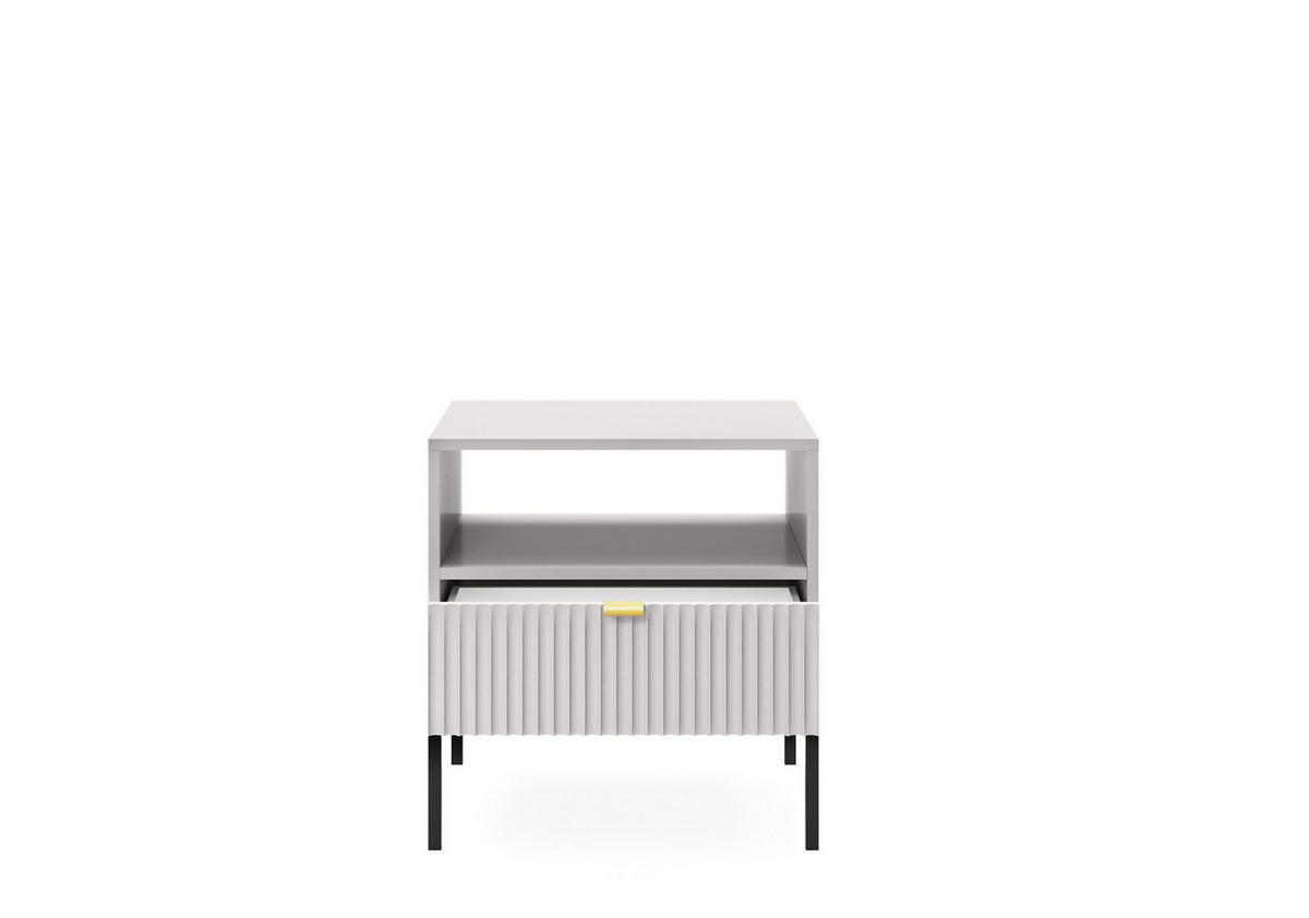 NACHTTISCH Nova - NOC, Geriffelte Front mit Goldenes Griffdesign 54x39x56 cm Grau - Graphitfarben/Schwarz, Holzwerkstoff/Kunststoff (54/56/39cm) - DomoHome