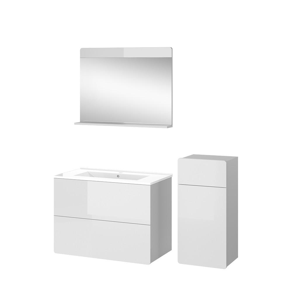 BADMÖBEL-SET Izan Weiß 4 Teile mit Midischrank - Weiß, Holzwerkstoff (80/59.3/46cm) - Vicco