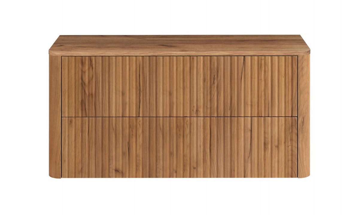 WASCHBECKENUNTERSCHRANK LINEA hängend geriffelt Eiche dunkelbraun mit Waschtischplatte 100/48/44 cm - Braun, Holzwerkstoff (100/48.4/43.7cm) - Rodan