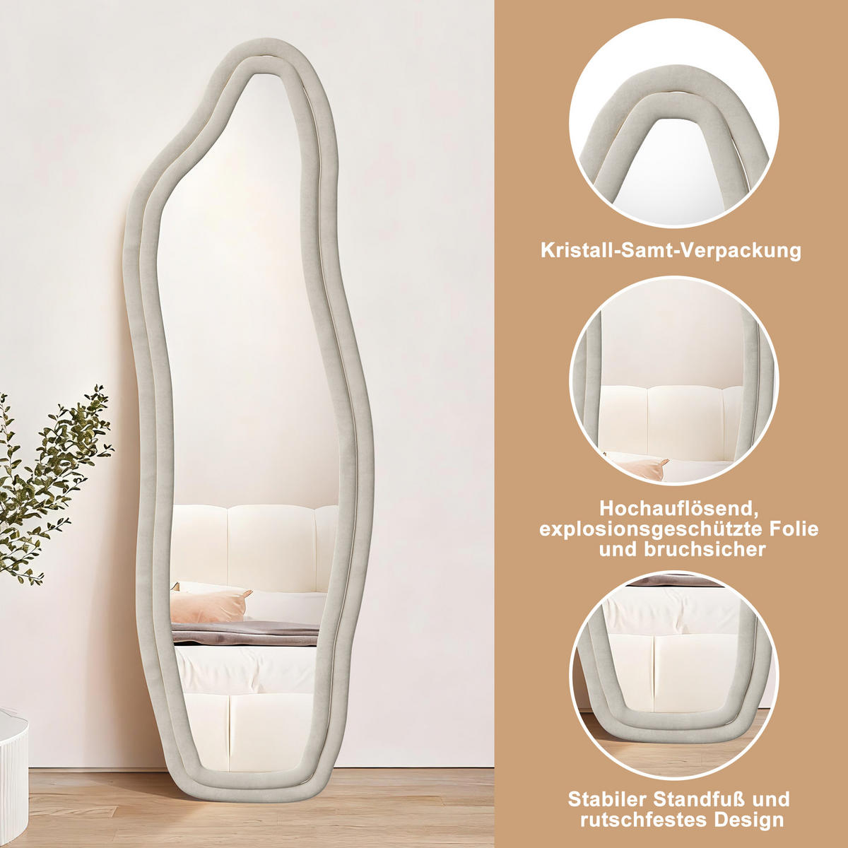GANZKÖRPERSPIEGEL 160x50 cm Standspiegel für Schlafzimmer, Wohnzimmer - Weiß, Metall (4/168/56cm) - PARAFTA HOME
