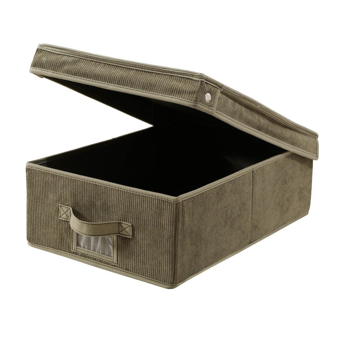 AUFBEWAHRUNGSBOX mit deckel aus kordstoff in khaki - 31,5/48/15 cm - Grün, Textil (31.5/48/15cm) - Calicosy