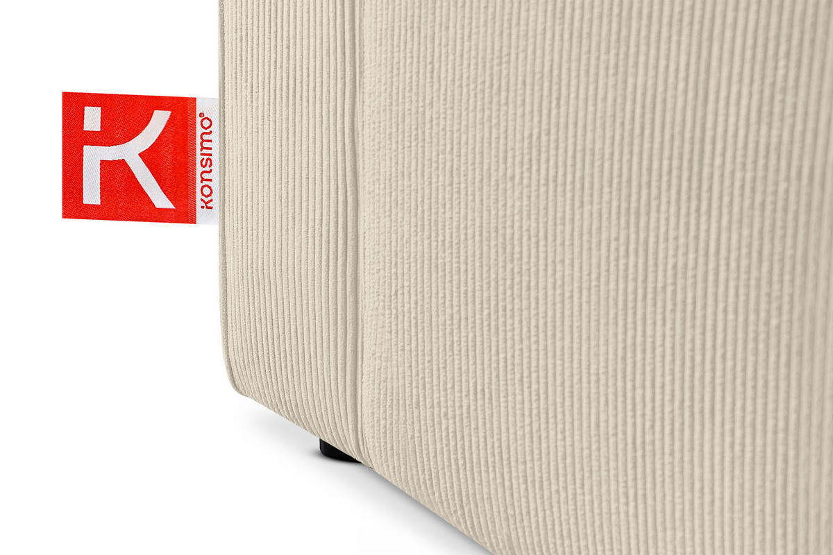 ECKSOFA-LINKS/RECHTS NAPI Schlaffunktion mit Cordbezug, creme - Creme/Schwarz, Textil (246/148cm) - KONSIMO®