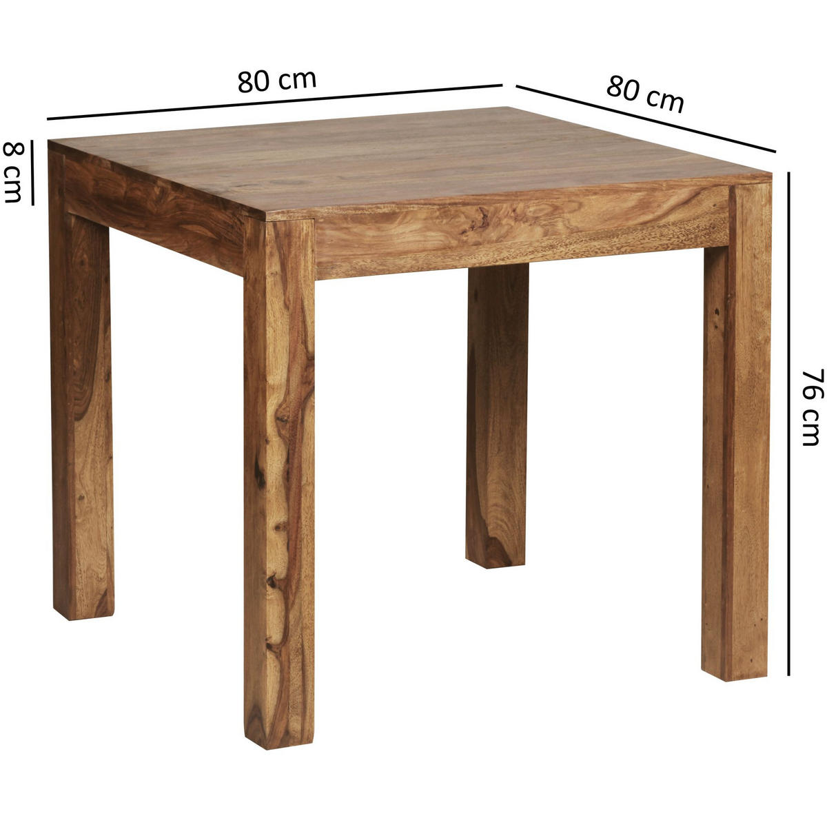 ESSTISCH Massivholz Akazie Rechteckig Handgefertigt NAKO, Braun 80x80x76 cm - Dunkelbraun/Braun, Holz (80/80/76cm) - KADIMA DESIGN
