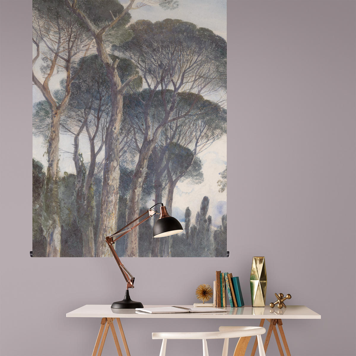 WANDTEPPICH Uschirmkiefern Baumen 150x100cm - Blau/Grün, Textil (100/1cm) - Art for the Home