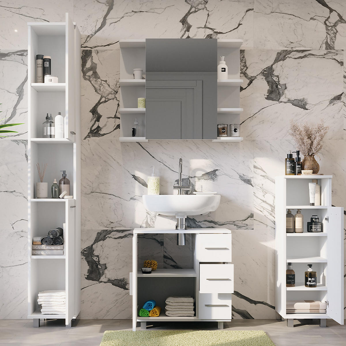 KOUPELNOVÝ NÁBYTEK Ilias Bílá - bílá, kompozitní dřevo (60.2/60.8/33cm) - Vicco