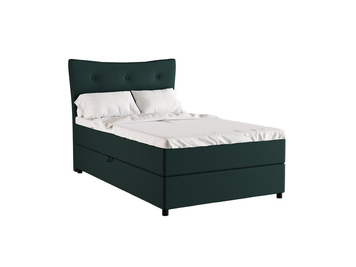 BOXBETT Nevada 120x200 cm Polsterbett mit hochwertiger Bonell-Matratze und Topper - grün - Grün, Holz (120/200cm) - Homesy