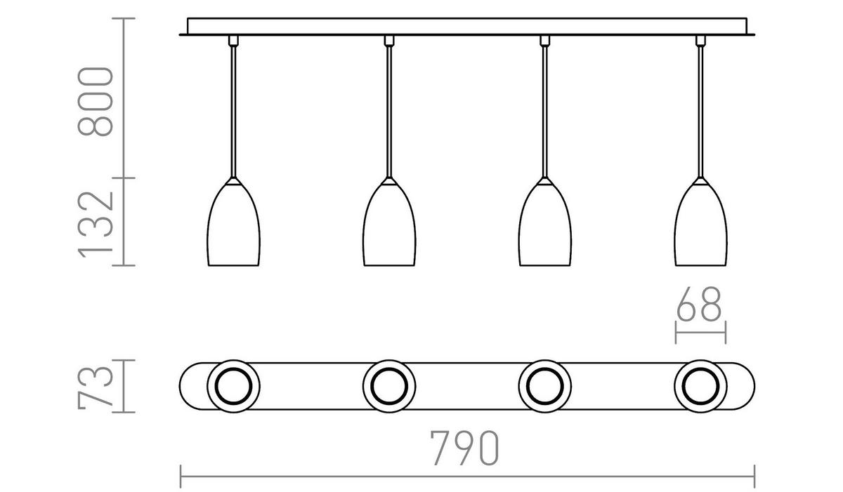 PENDELLEUCHTE BABADES IV Chrom 140 W - Chromfarben, Metall (30/30/120cm) - Rendl