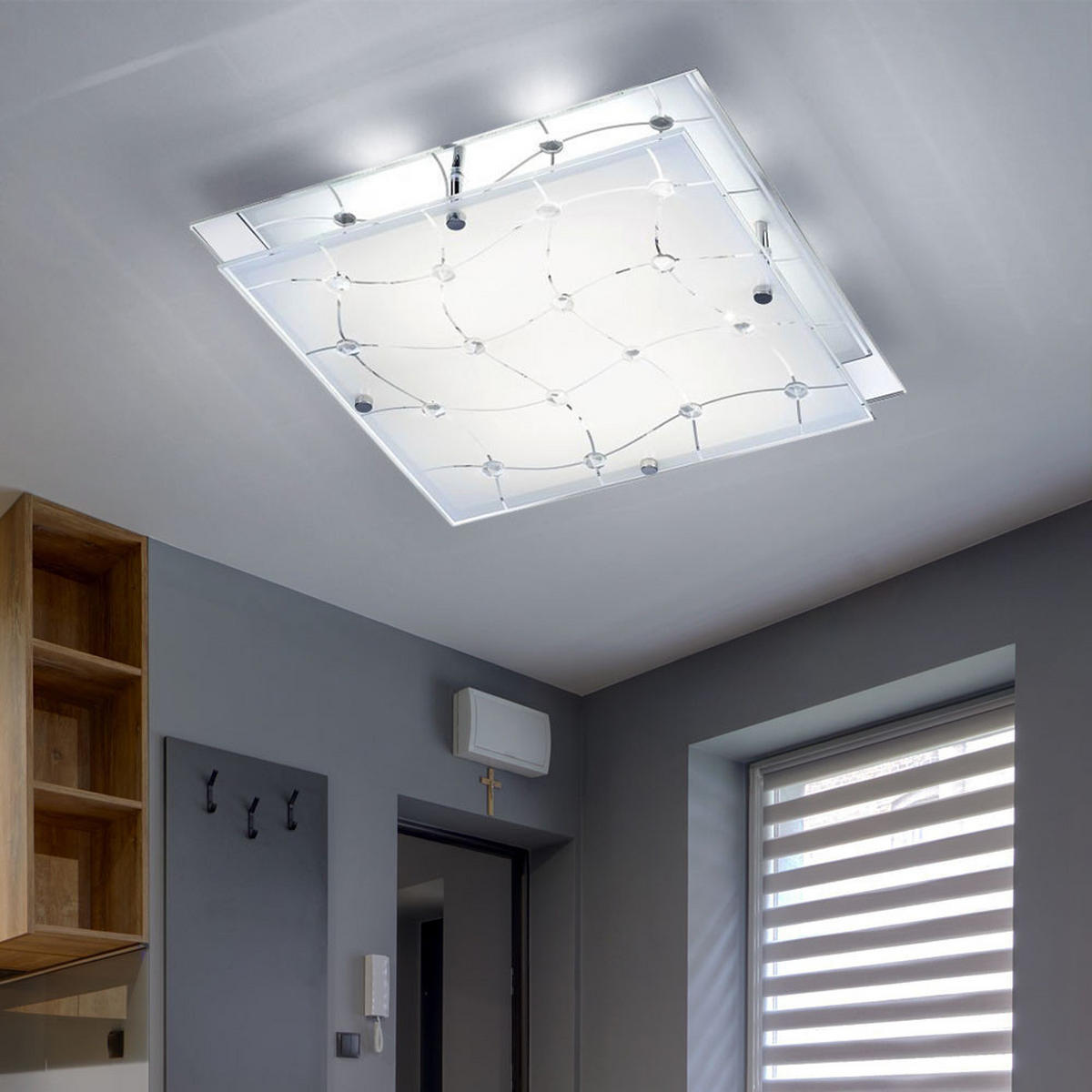 LED DECKENLEUCHTE Chrom Weiß Glas - Weiß, Glas (32/32/7.5cm)