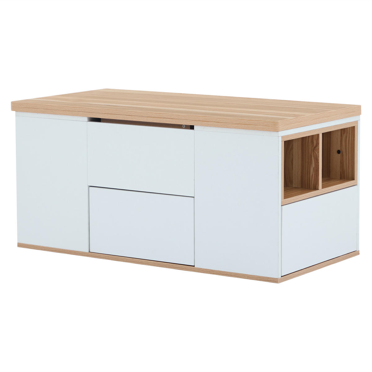COUCHTISCH Weiß/Holzfarben 100/51/47 cm mit Hubtischfunktion - Weiß, Holzwerkstoff (51/100/47cm) - PANGIVO