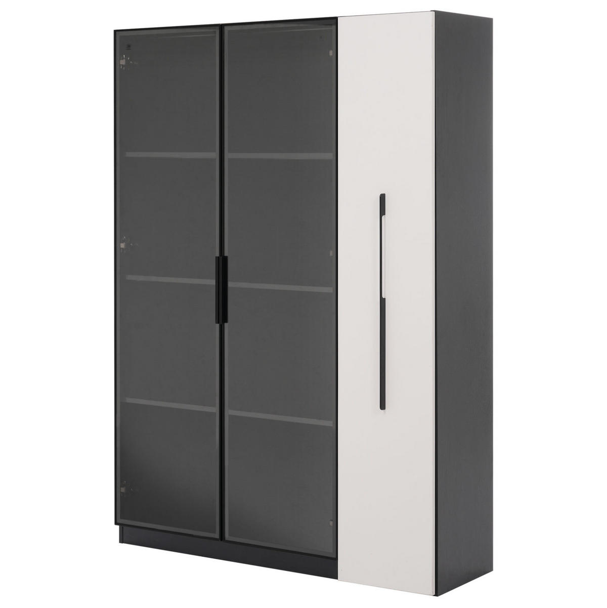 ORMAR 110,5/35/160 cm, MDF i staklo, crna/bijela, s LED rasvjetom i izvlačnim dijelom - crna, drvni materijal (110.5/160/35cm) - BEAOK
