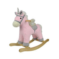 SCHAUKELTIER Einhorn RHOR02402 rosa Einhorn, Buchenholz, Haltegriffe, weiches Plüsch, ab 18 Monaten - Rosa, Textil (28/55/68cm) - Chipolino