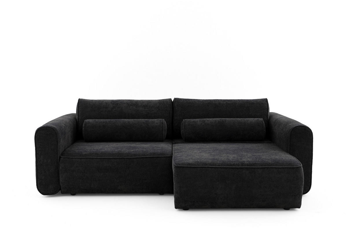 ECKSOFA Motion mit Schlaffunktion Funktional 3-sitzer Sofa - Schwarz, Textil (250/120cm) - Muffo