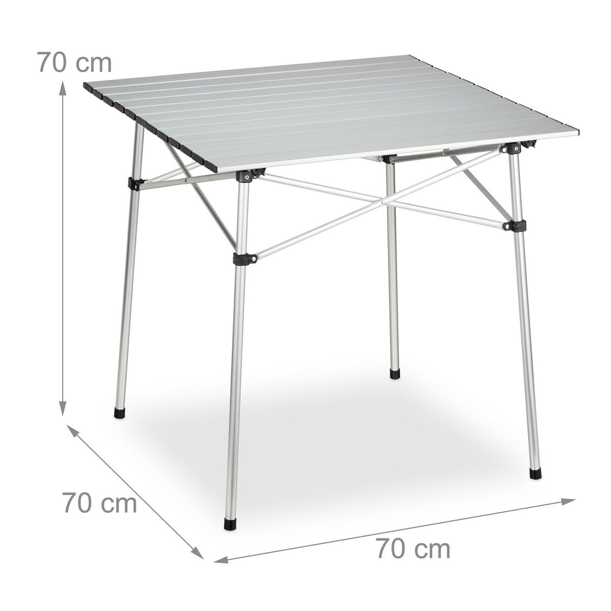 KLAPPTISCH - Silberfarben, Metall (70/70/70cm) - Relaxdays