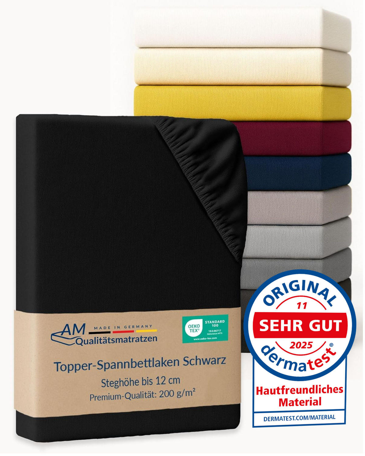 SPANNBETTLAKEN 140/200/25 cm Schwarz - Schwarz, Textil (140/200cm) - AM Qualitätsmatratzen