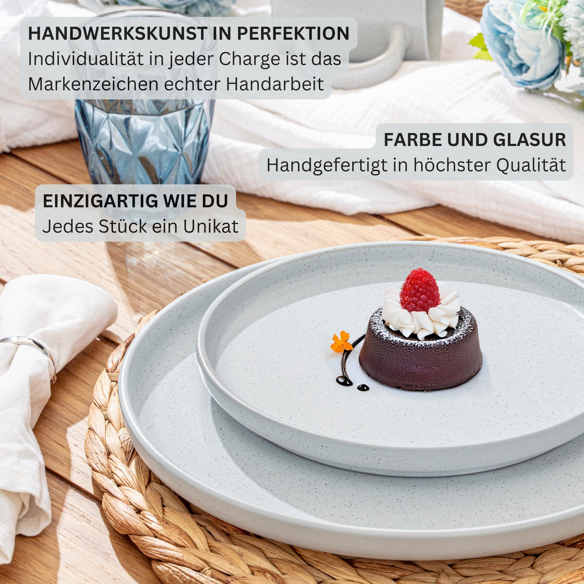 DESSERTTELLER LEEDS FROST - 6 teilig aus Steingut - Weiß, Stein (20.5cm) - Sänger